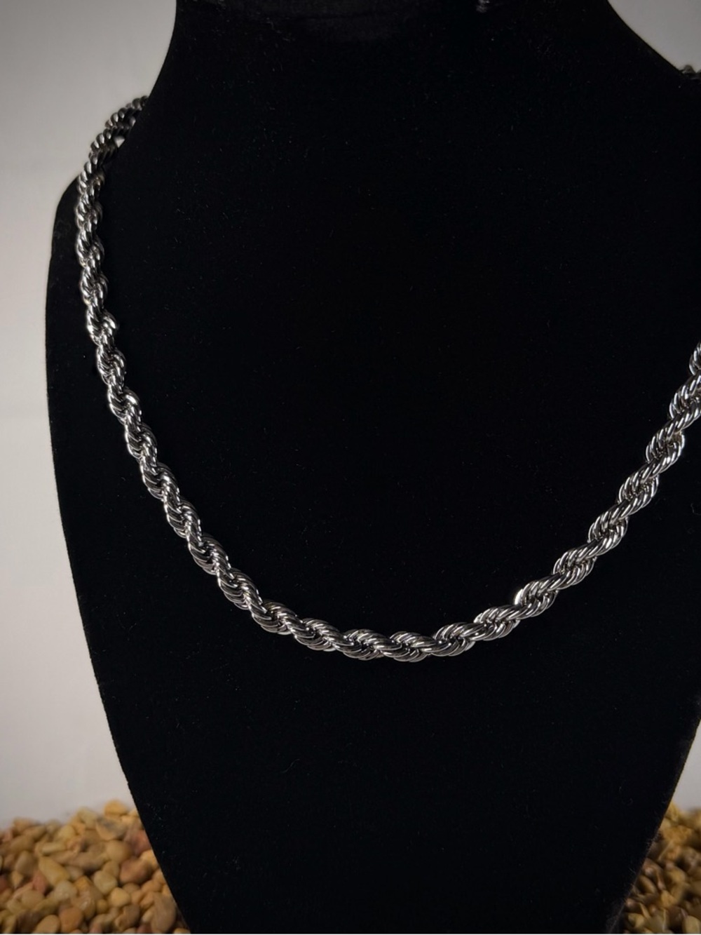 Sterling-Style Twisted Rope Necklace in Silver